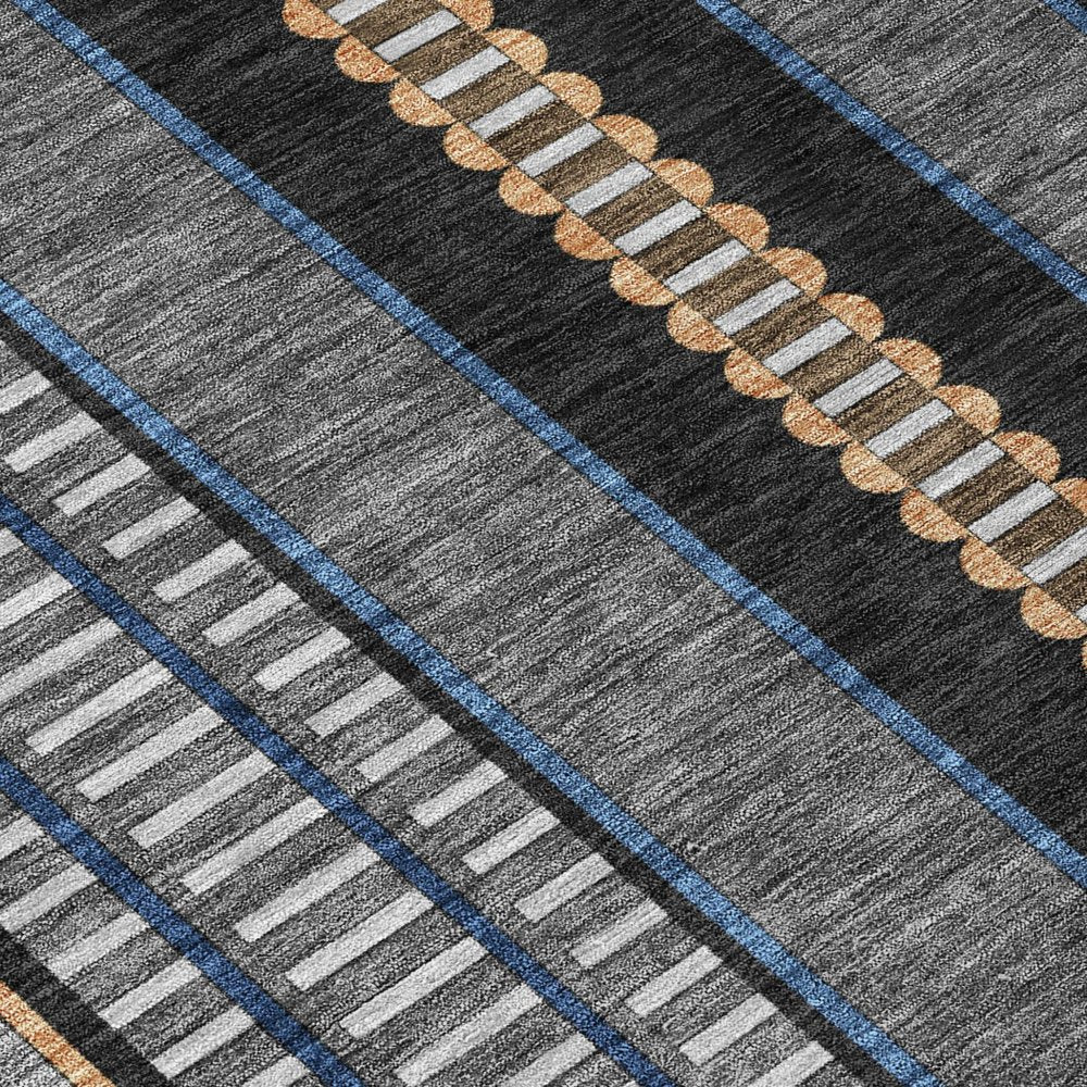 5' X 8' Black And Copper Striped Washable Indoor Outdoor Area Rug — view 3