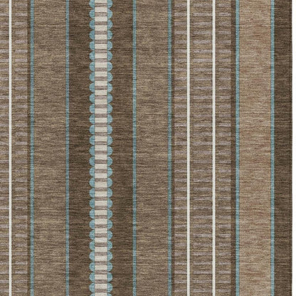 8' X 10' Chocolate And Blue Striped Washable Indoor Outdoor Area Rug HomeRoots