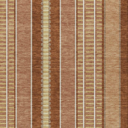 5' X 8' Orange And Gray Striped Washable Indoor Outdoor Area Rug