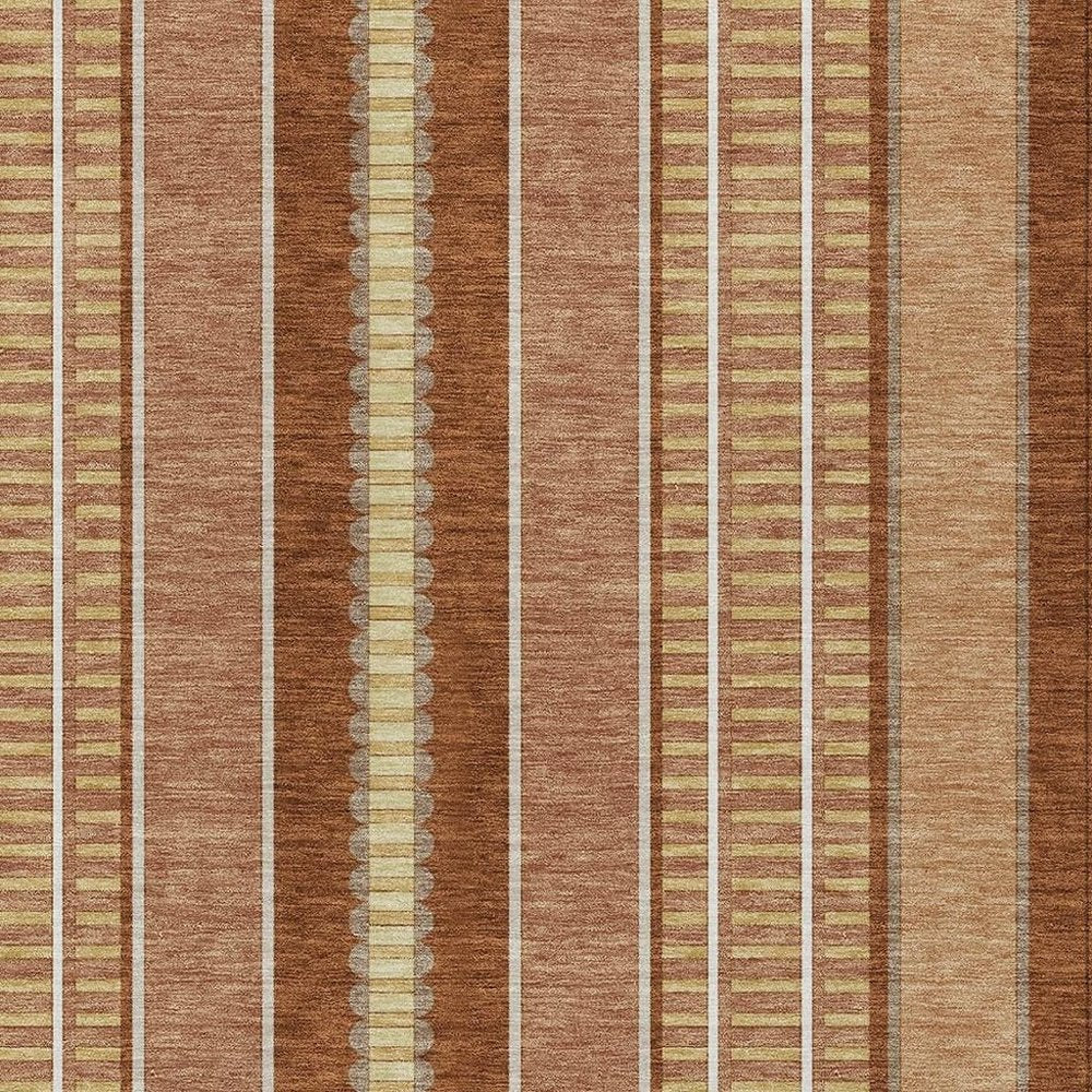5' X 8' Orange And Gray Striped Washable Indoor Outdoor Area Rug HomeRoots