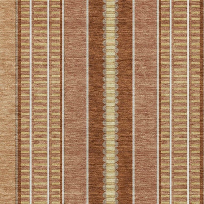5' X 8' Orange And Gray Striped Washable Indoor Outdoor Area Rug
