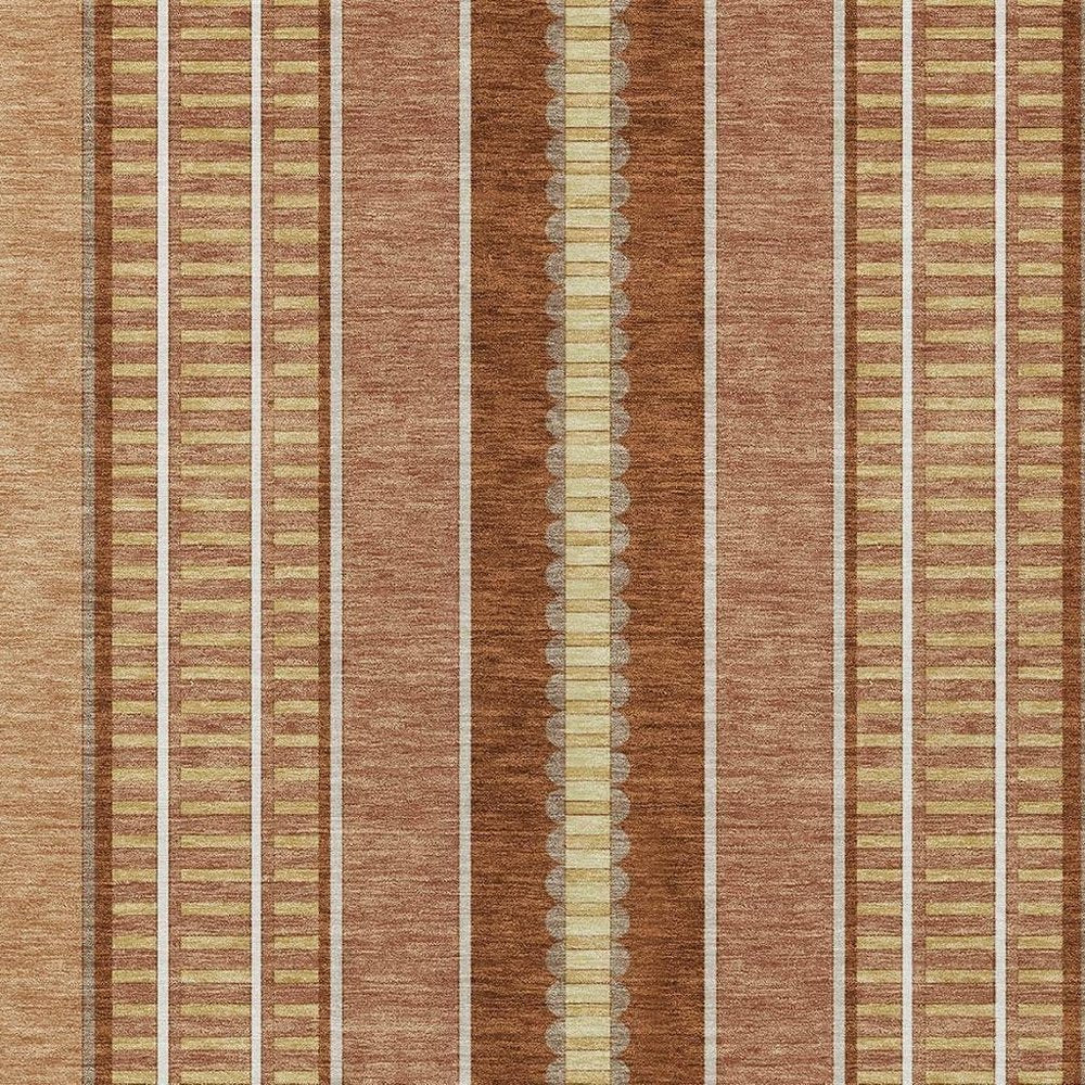 5' X 8' Orange And Gray Striped Washable Indoor Outdoor Area Rug HomeRoots
