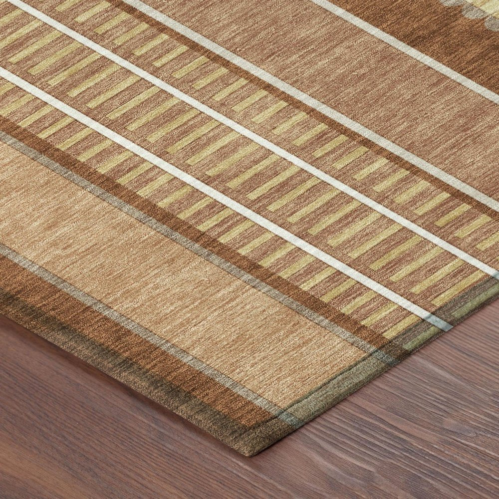 5' X 8' Orange And Gray Striped Washable Indoor Outdoor Area Rug — view 2