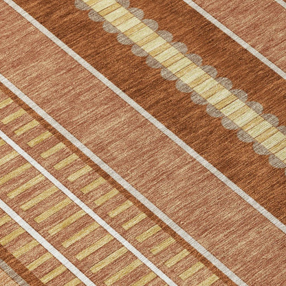 5' X 8' Orange And Gray Striped Washable Indoor Outdoor Area Rug HomeRoots