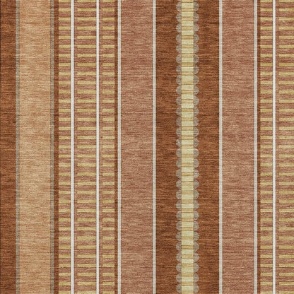 9' X 12' Orange And Gray Striped Washable Indoor Outdoor Area Rug HomeRoots