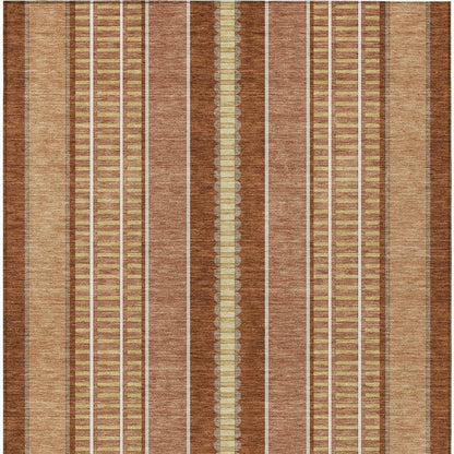 9' X 12' Orange And Gray Striped Washable Indoor Outdoor Area Rug HomeRoots