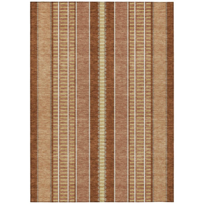 9' X 12' Orange And Gray Striped Washable Indoor Outdoor Area Rug HomeRoots