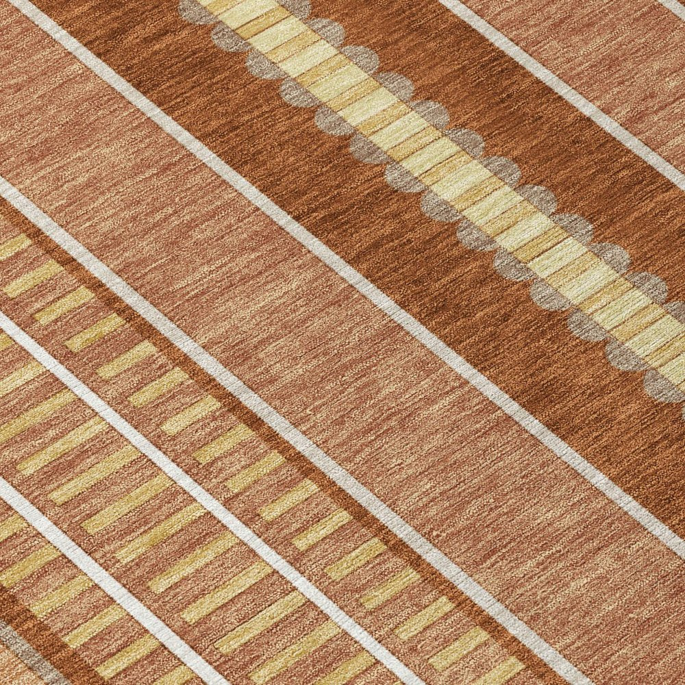 9' X 12' Orange And Gray Striped Washable Indoor Outdoor Area Rug HomeRoots