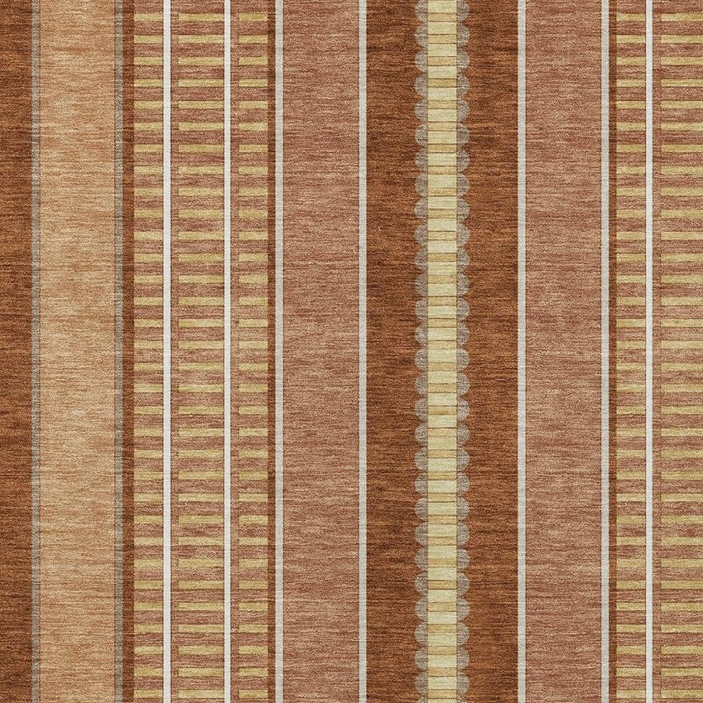10' X 14' Orange And Gray Striped Washable Indoor Outdoor Area Rug HomeRoots