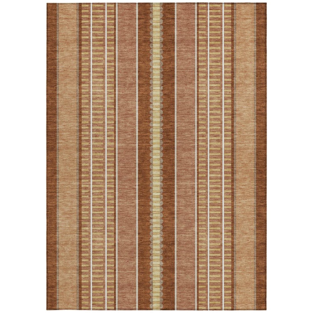 10' X 14' Orange And Gray Striped Washable Indoor Outdoor Area Rug — view 9