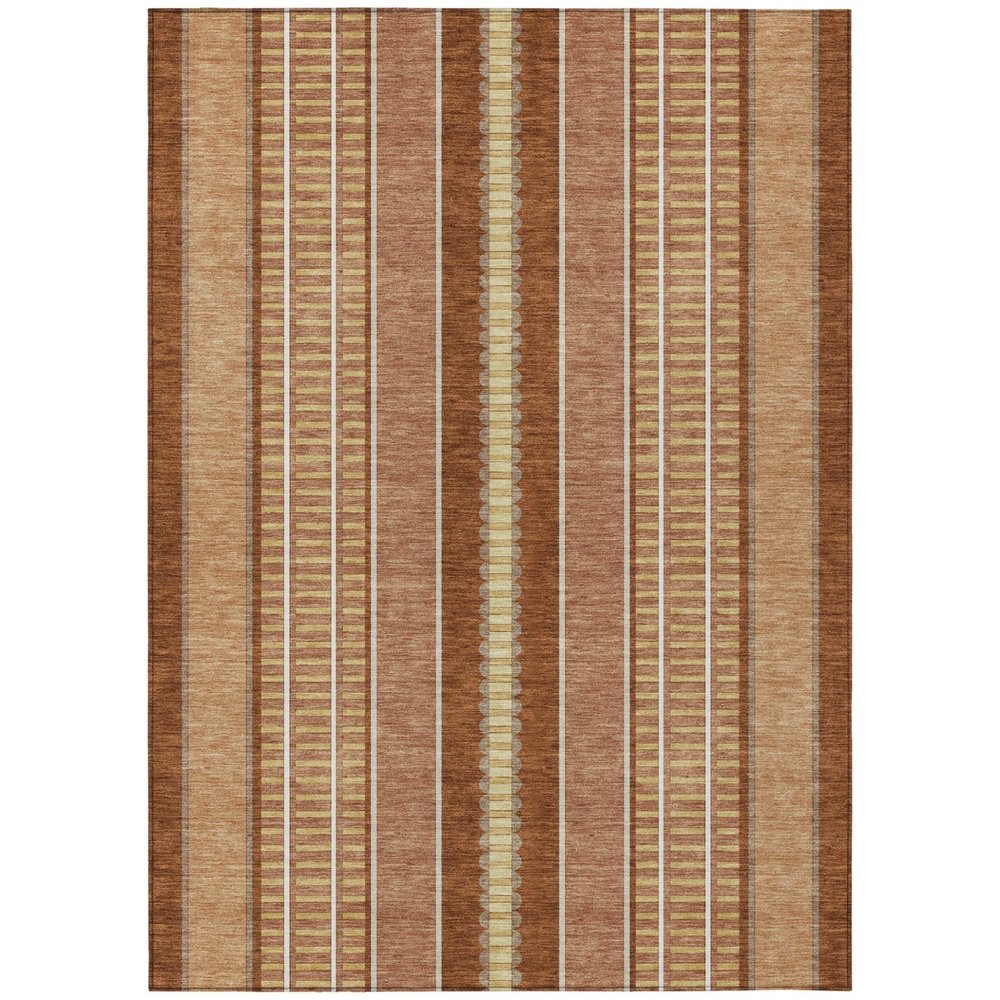 10' X 14' Orange And Gray Striped Washable Indoor Outdoor Area Rug HomeRoots