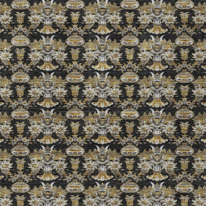 3' X 5' Black And Wheat Floral Washable Indoor Outdoor Area Rug HomeRoots