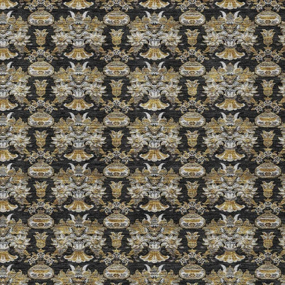 3' X 5' Black And Wheat Floral Washable Indoor Outdoor Area Rug HomeRoots
