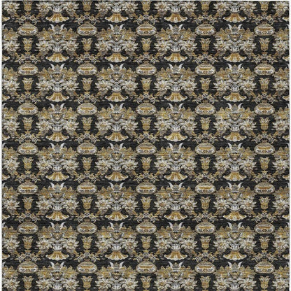3' X 5' Black And Wheat Floral Washable Indoor Outdoor Area Rug HomeRoots