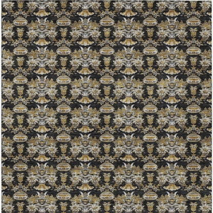 5' X 8' Black And Wheat Floral Washable Indoor Outdoor Area Rug HomeRoots
