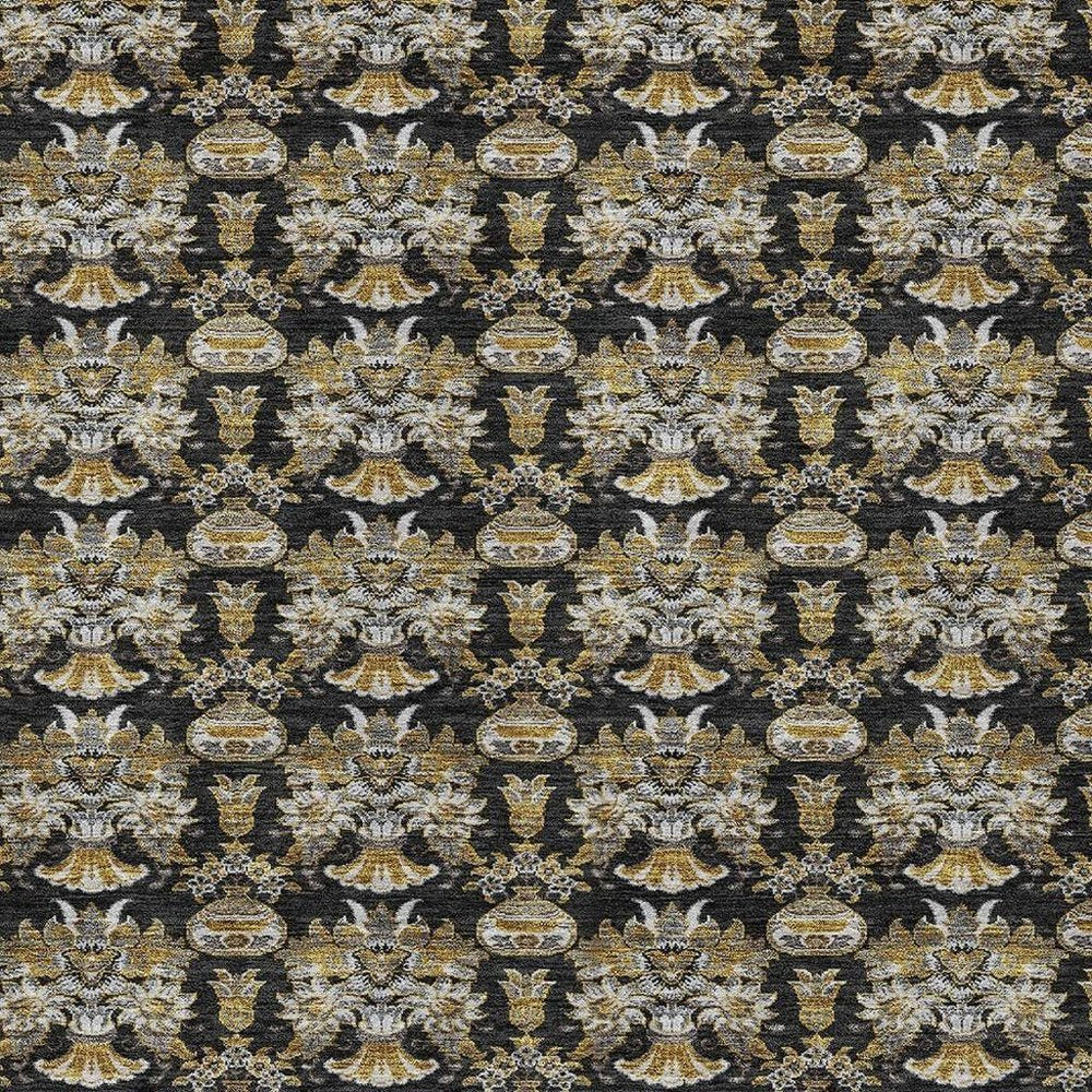 5' X 8' Black And Wheat Floral Washable Indoor Outdoor Area Rug — view 8
