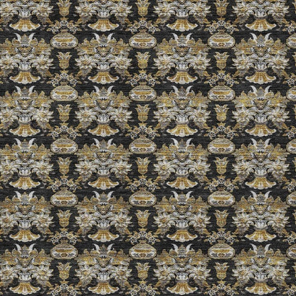 5' X 8' Black And Wheat Floral Washable Indoor Outdoor Area Rug HomeRoots