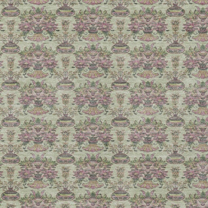 3' X 5' Green And Beige Floral Washable Indoor Outdoor Area Rug HomeRoots