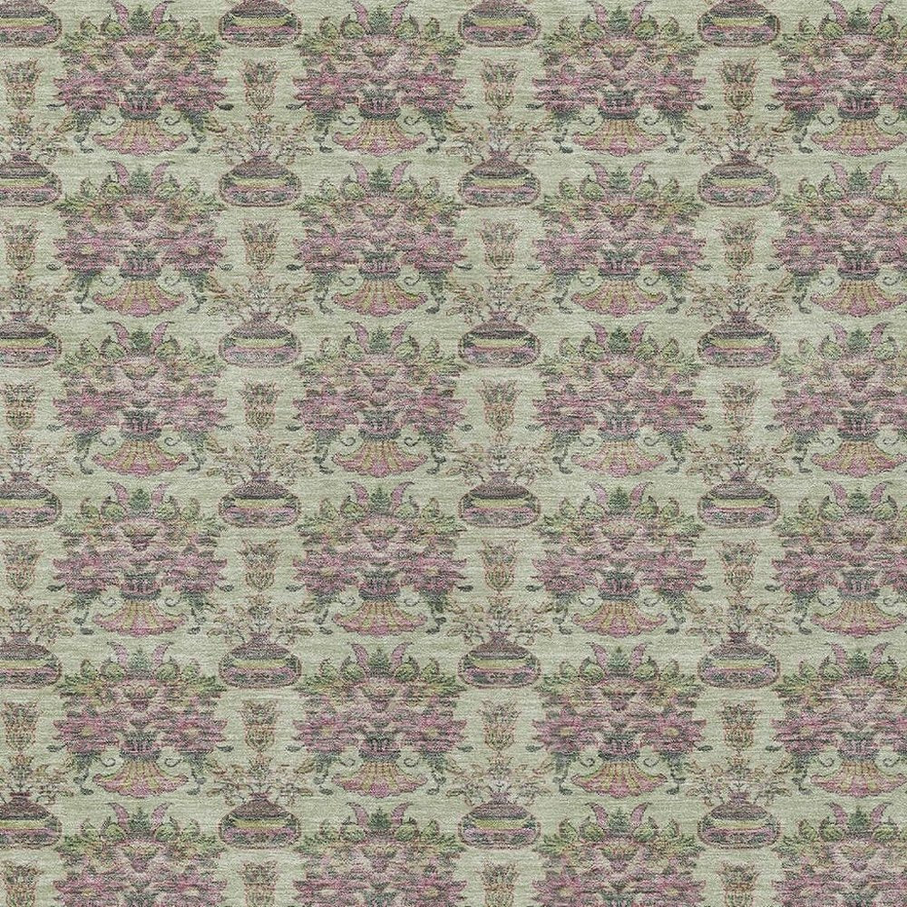 9' X 12' Green And Beige Floral Washable Indoor Outdoor Area Rug HomeRoots