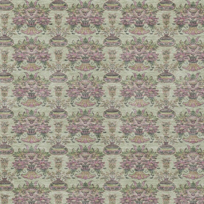 9' X 12' Green And Beige Floral Washable Indoor Outdoor Area Rug HomeRoots