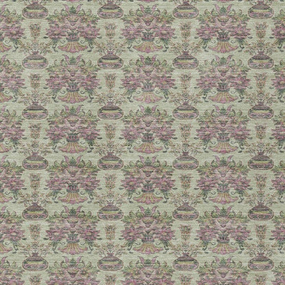 10' X 14' Green And Beige Floral Washable Indoor Outdoor Area Rug HomeRoots