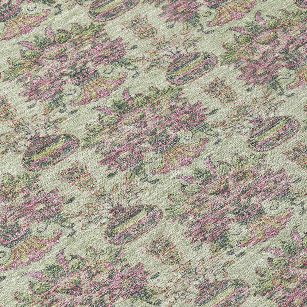 10' X 14' Green And Beige Floral Washable Indoor Outdoor Area Rug HomeRoots