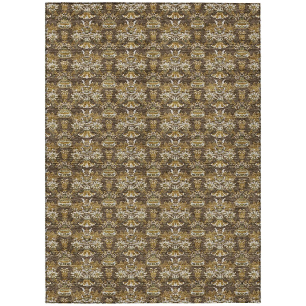3' X 5' Chocolate And Copper Floral Washable Indoor Outdoor Area Rug HomeRoots