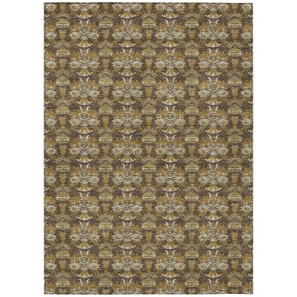 3' X 5' Chocolate And Copper Floral Washable Indoor Outdoor Area Rug HomeRoots