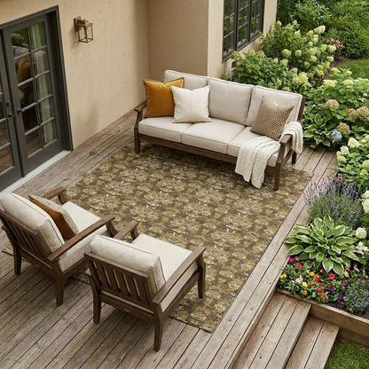 8' X 10' Chocolate And Copper Floral Washable Indoor Outdoor Area Rug HomeRoots