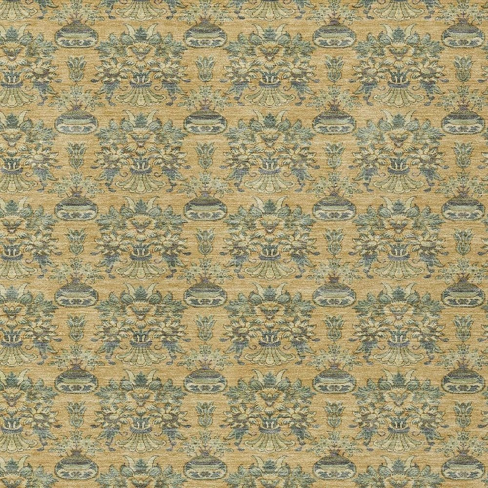 3' X 5' Gold And Silver Floral Washable Indoor Outdoor Area Rug HomeRoots