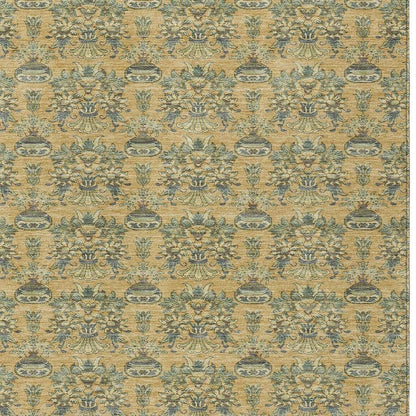 10' X 14' Gold And Silver Floral Washable Indoor Outdoor Area Rug HomeRoots