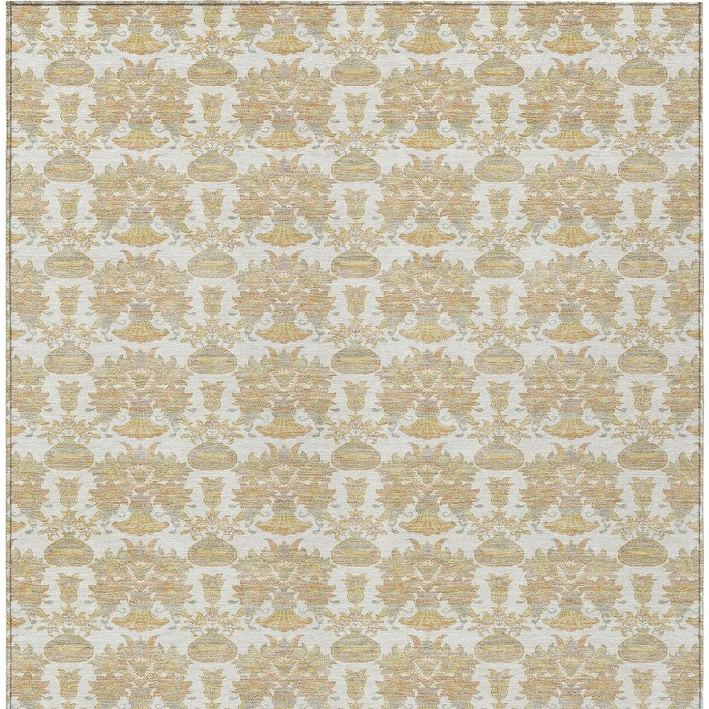 8' X 10' Ivory And Wheat Floral Washable Indoor Outdoor Area Rug HomeRoots