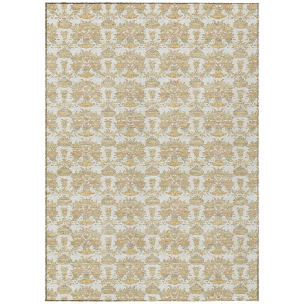 8' X 10' Ivory And Wheat Floral Washable Indoor Outdoor Area Rug HomeRoots