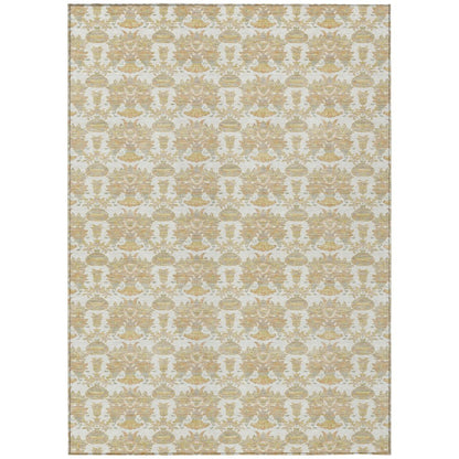 8' X 10' Ivory And Wheat Floral Washable Indoor Outdoor Area Rug HomeRoots