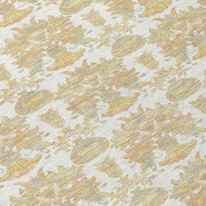 8' X 10' Ivory And Wheat Floral Washable Indoor Outdoor Area Rug HomeRoots