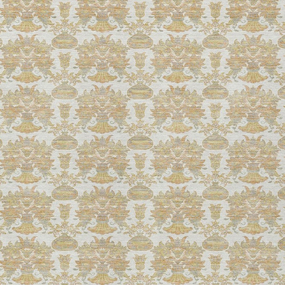 9' X 12' Ivory And Wheat Floral Washable Indoor Outdoor Area Rug HomeRoots