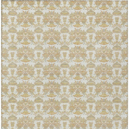 10' X 14' Ivory And Wheat Floral Washable Indoor Outdoor Area Rug HomeRoots