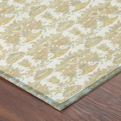 10' X 14' Ivory And Wheat Floral Washable Indoor Outdoor Area Rug HomeRoots