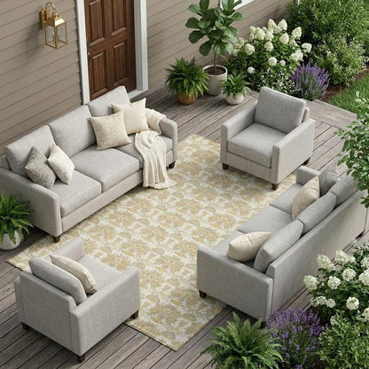 10' X 14' Ivory And Wheat Floral Washable Indoor Outdoor Area Rug HomeRoots