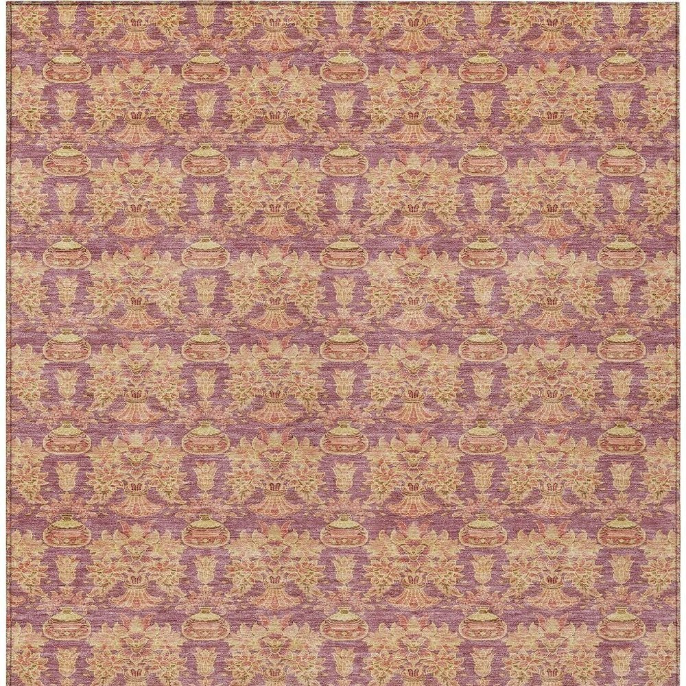 3' X 5' Mauve And Taupe Floral Washable Indoor Outdoor Area Rug — view 5