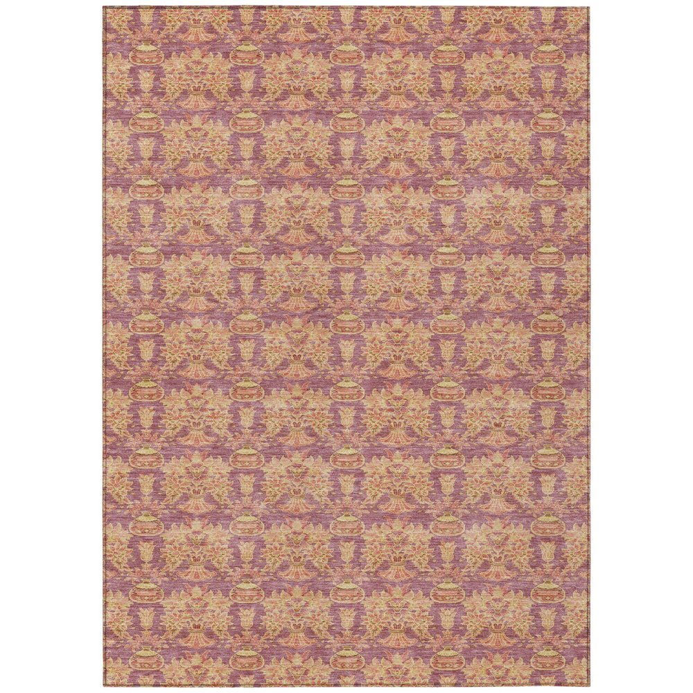 3' X 5' Mauve And Taupe Floral Washable Indoor Outdoor Area Rug HomeRoots