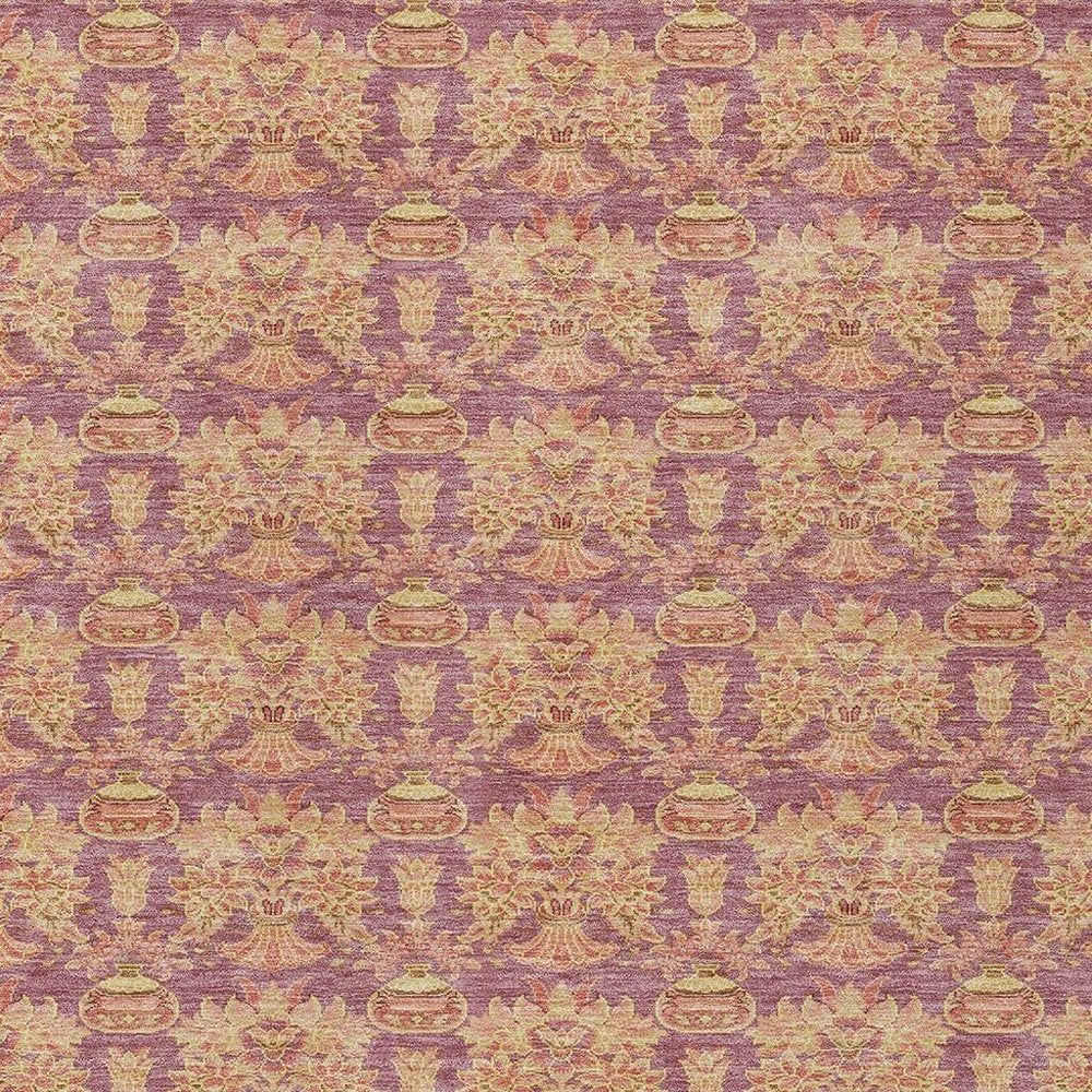 5' X 8' Mauve And Taupe Floral Washable Indoor Outdoor Area Rug HomeRoots