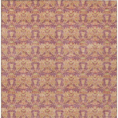 5' X 8' Mauve And Taupe Floral Washable Indoor Outdoor Area Rug HomeRoots