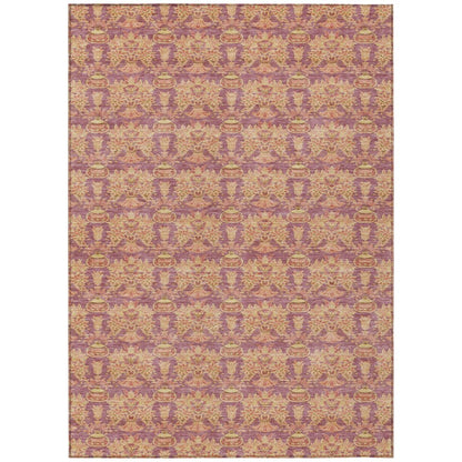 5' X 8' Mauve And Taupe Floral Washable Indoor Outdoor Area Rug HomeRoots