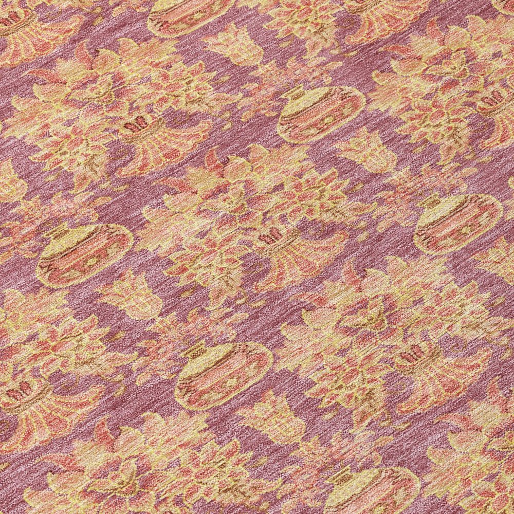 5' X 8' Mauve And Taupe Floral Washable Indoor Outdoor Area Rug HomeRoots