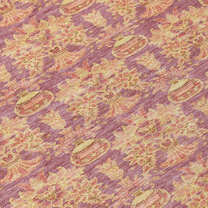 5' X 8' Mauve And Taupe Floral Washable Indoor Outdoor Area Rug HomeRoots
