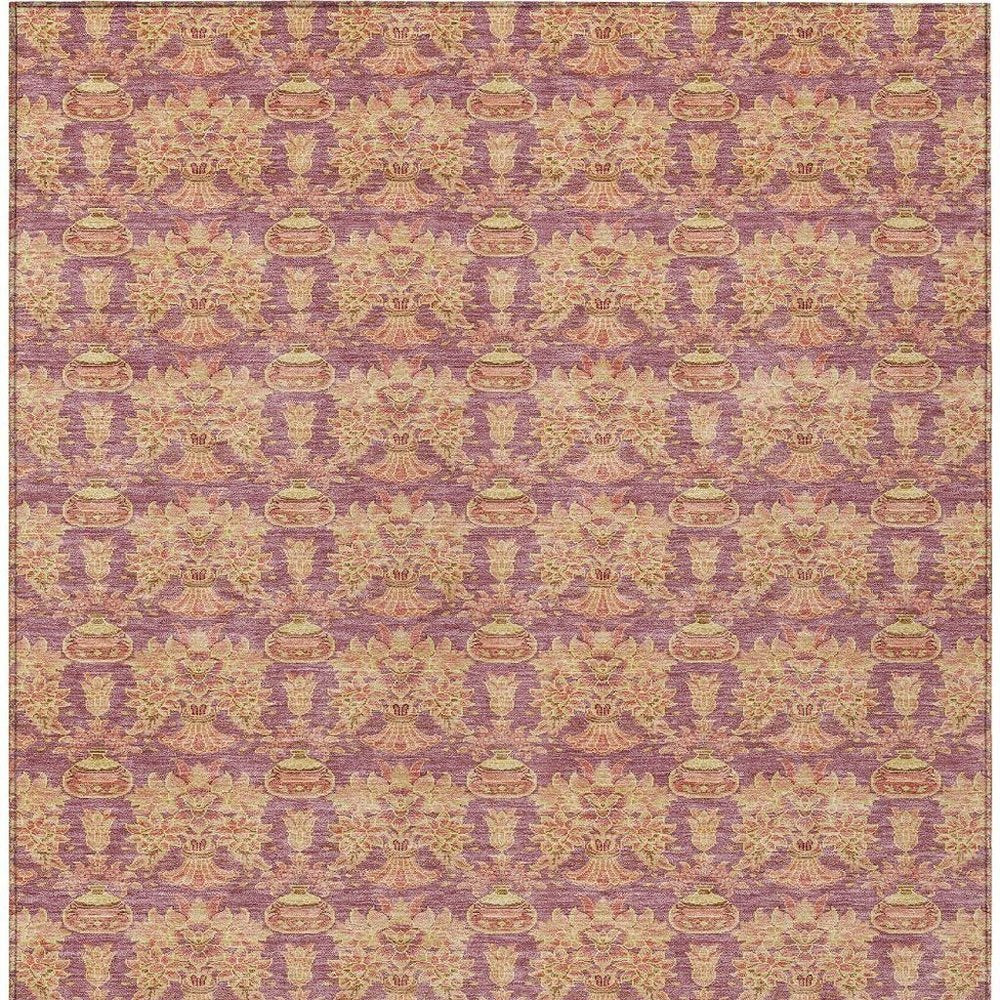 9' X 12' Mauve And Taupe Floral Washable Indoor Outdoor Area Rug HomeRoots