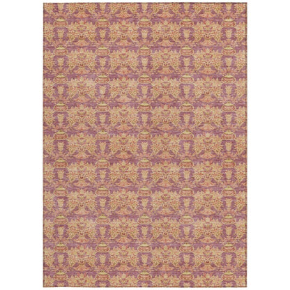 9' X 12' Mauve And Taupe Floral Washable Indoor Outdoor Area Rug HomeRoots