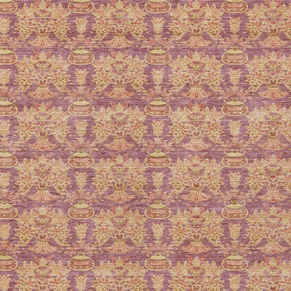 10' X 14' Mauve And Taupe Floral Washable Indoor Outdoor Area Rug — view 4