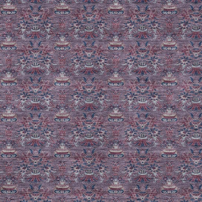 3' X 5' Plum And Gray Floral Washable Indoor Outdoor Area Rug